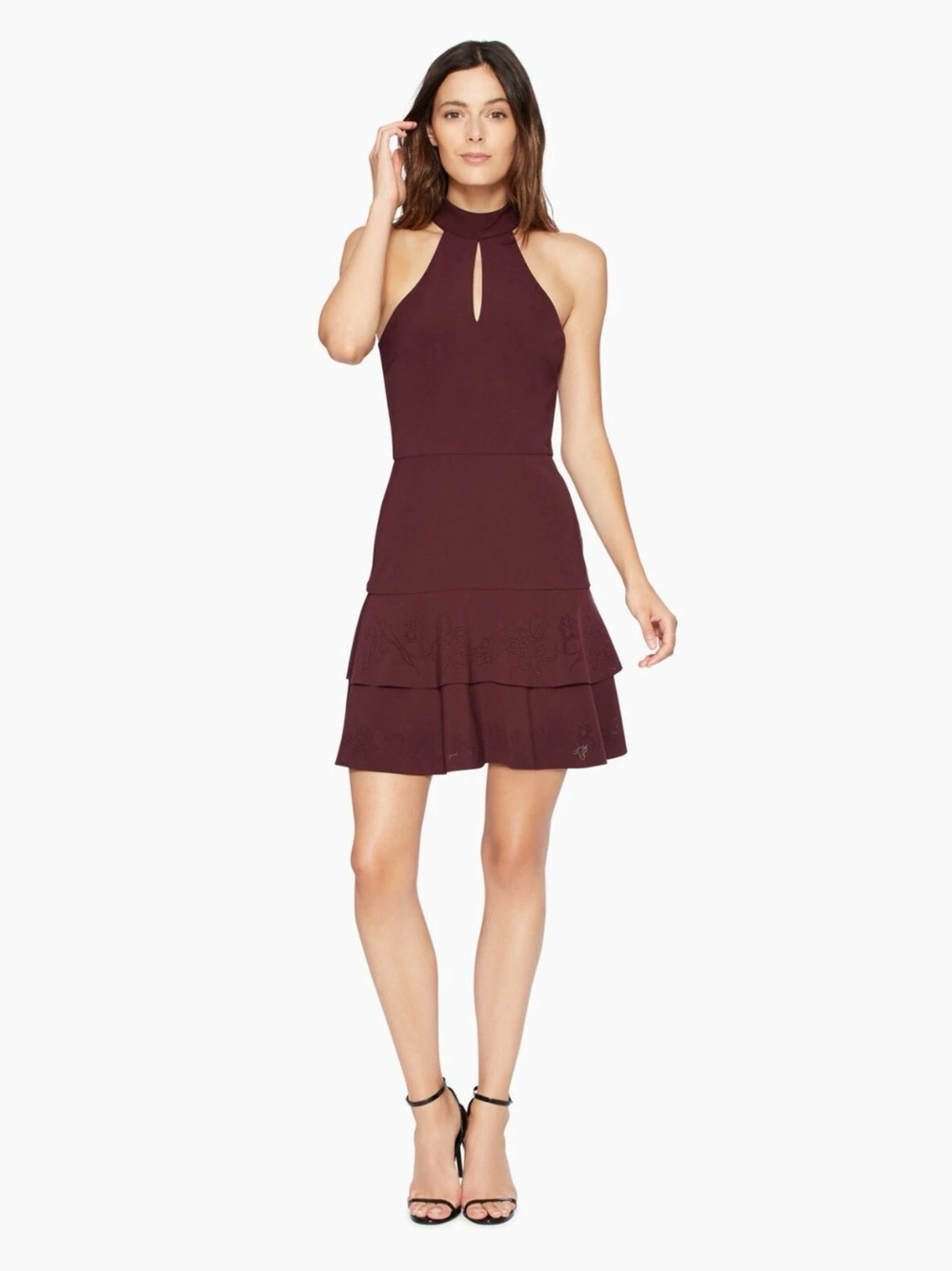 NWT Parker Halter Sleeveless Dress Wedding Guest Ruffle Dress Plum size 8 Medium